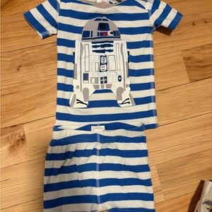Hanna Andersson Blue and White Striped R2-D2 Kids Pajama Set